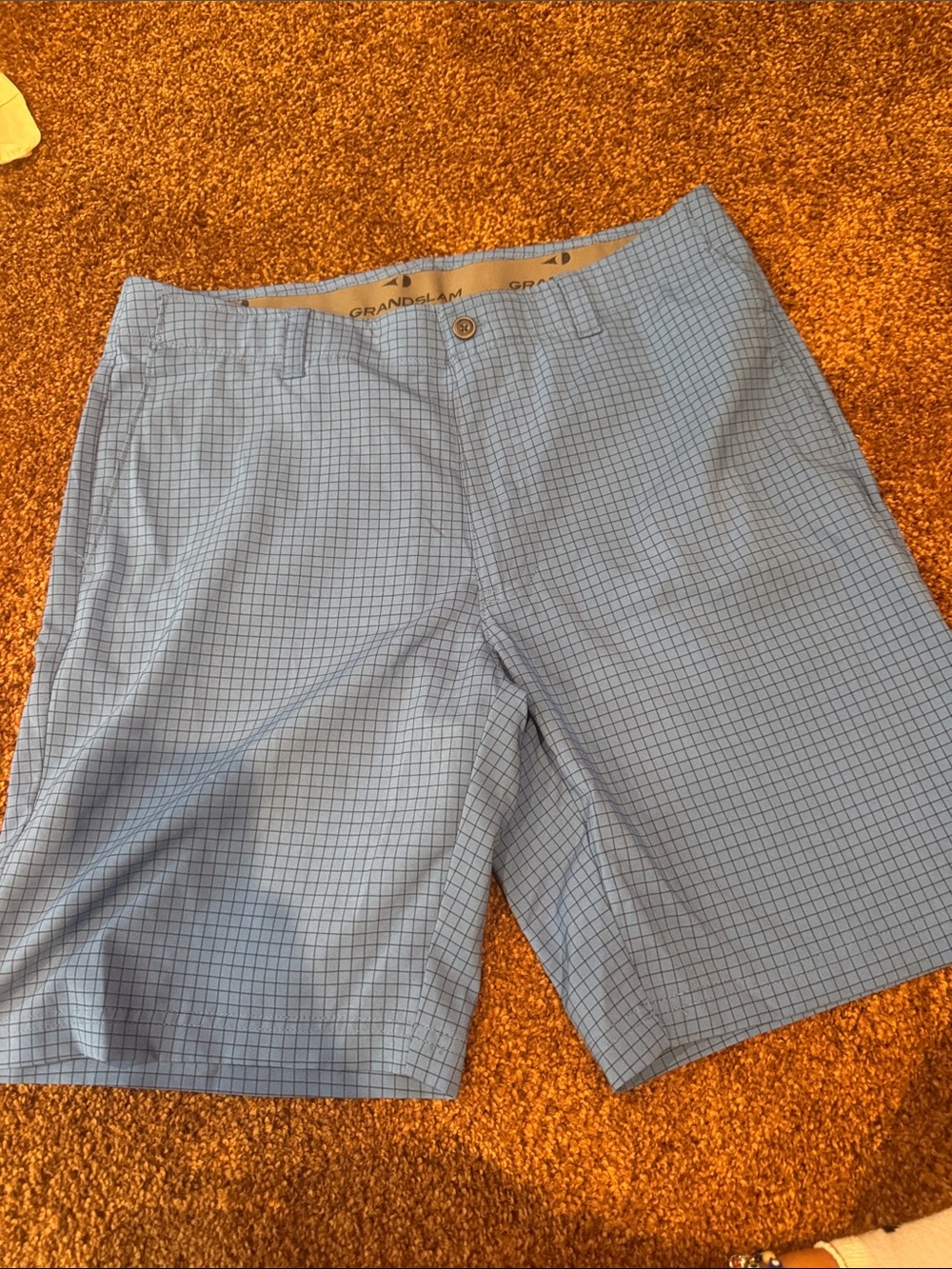 Grand Slam Light Blue Grid Performance Golf Shorts